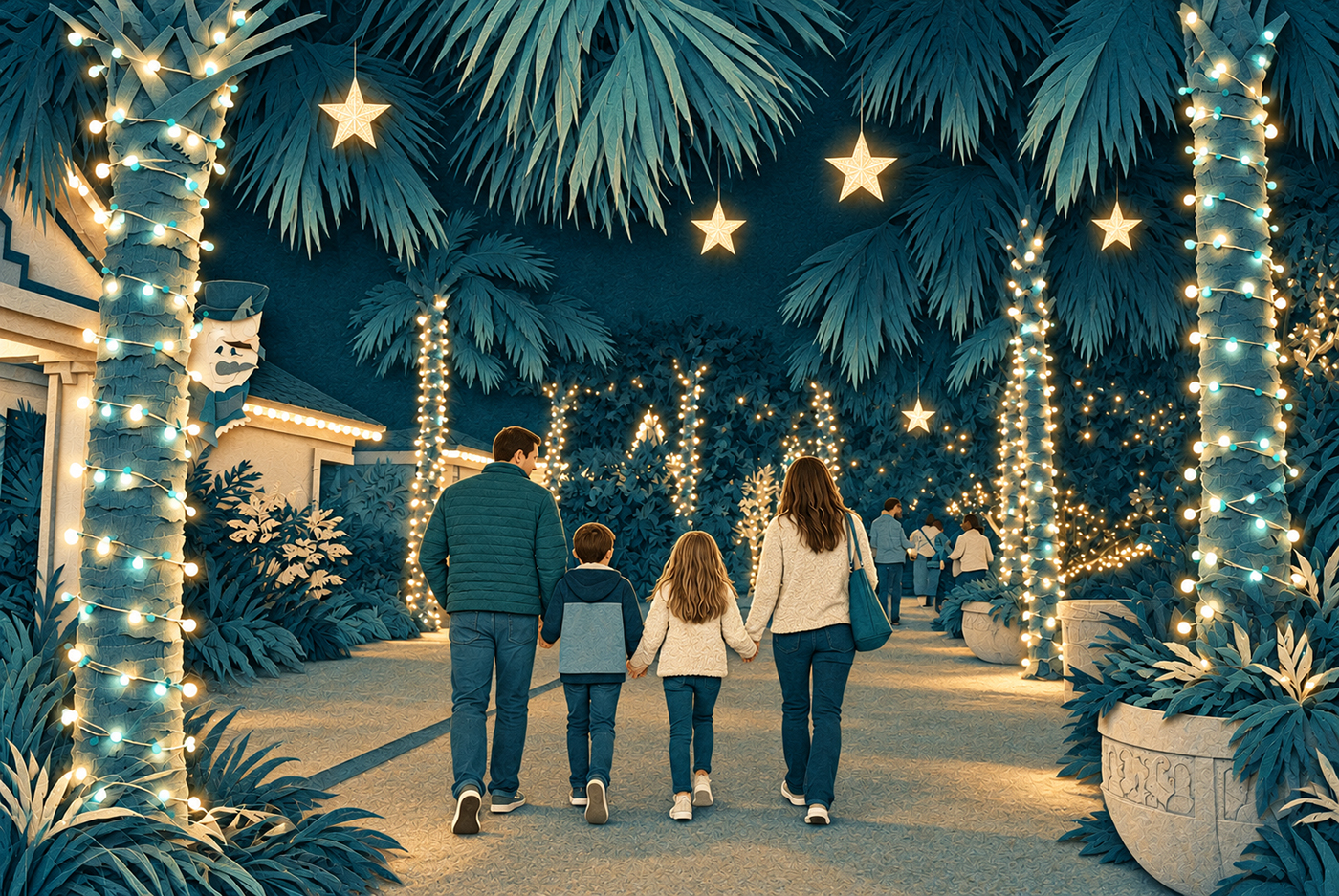 styled image of family at Zoo entrance