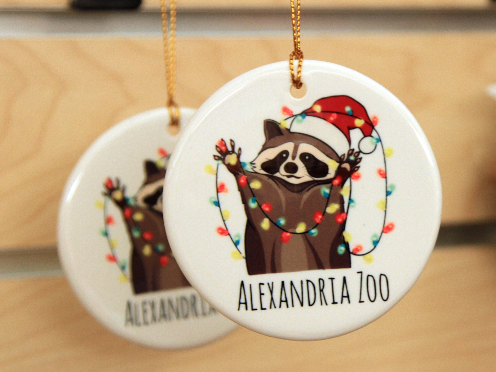 Gift Shop raccoon holiday ornament
