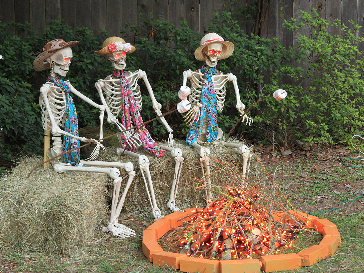 skeletons around campfire