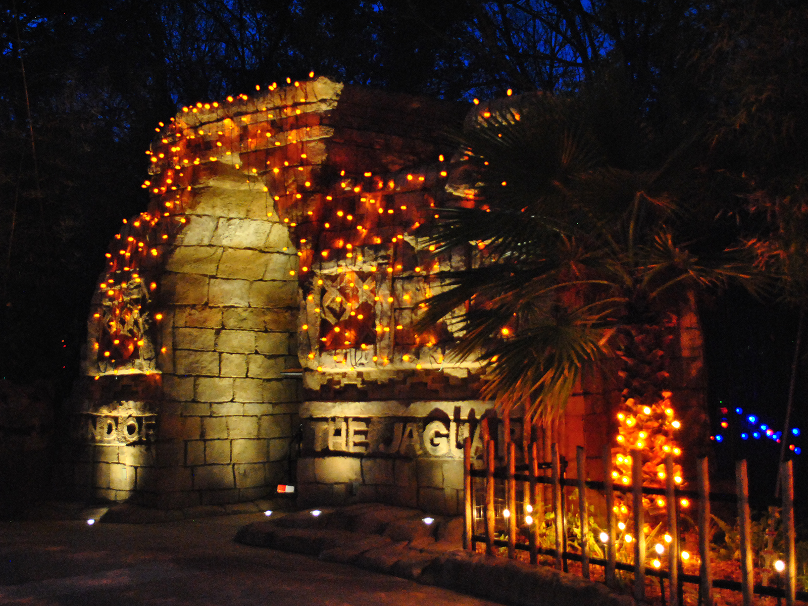 Land of the Jaguar Temple with lights