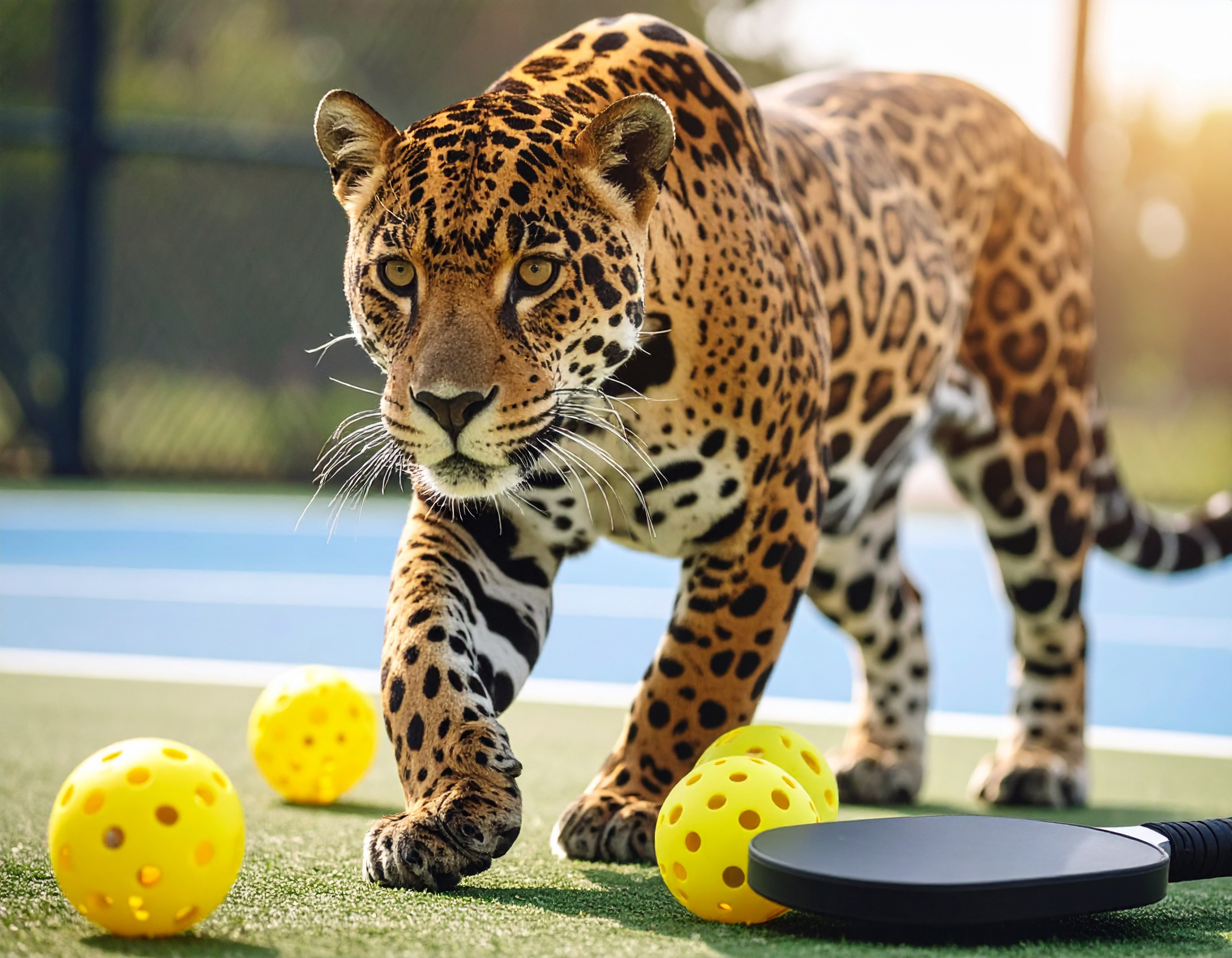 lion on pickleball court